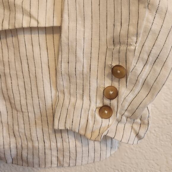 MICHAEL STARS SINGLE BREASTED BLAZER‎ WHITE/BLACK WOVEN LINEN WOMENS SMALL - Picture 3 of 8